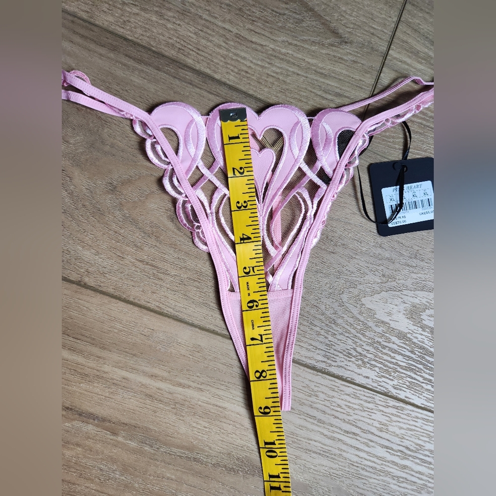 Honey Birdette ๐SET๐ Pink HEARTS 40DDD/Fโ Bra XL thong XL suspender NWT - Picture 15 of 16
